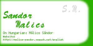 sandor malics business card