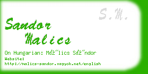 sandor malics business card
